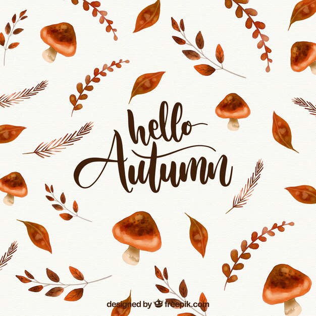 Hello autumn lettering background