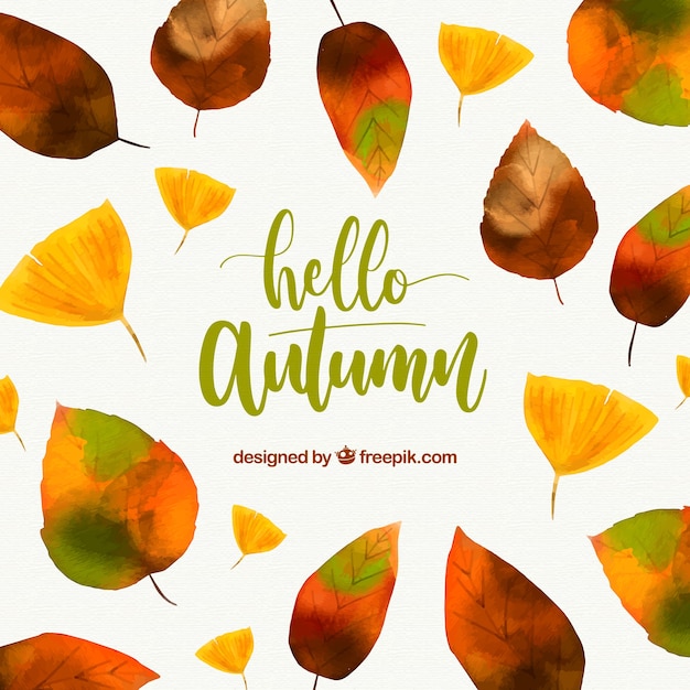 Vettore gratuito ciao autunno lettering sfondo