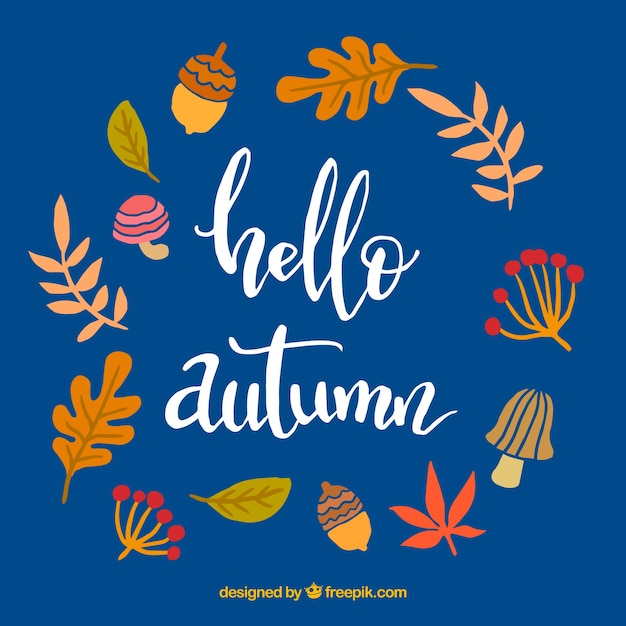 Vettore gratuito ciao autunno lettering sfondo