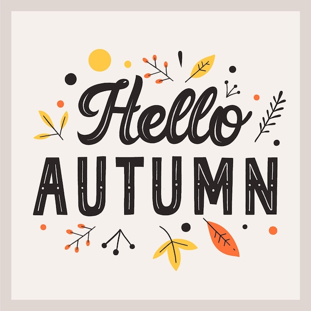 Hello autumn lettering concept