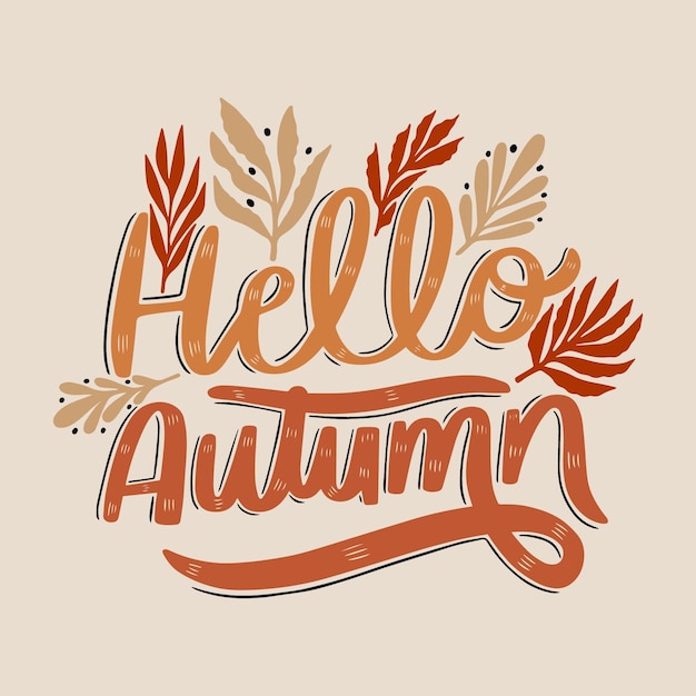 Ciao autunno lettering concetto