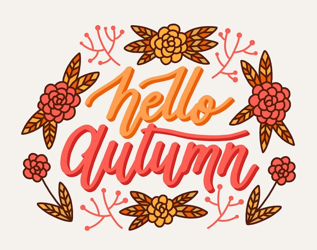 Hello autumn lettering concept