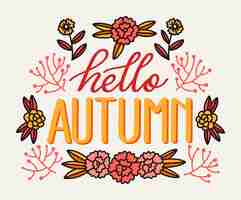 Vettore gratuito ciao autunno lettering concetto