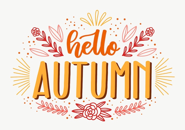 Hello autumn lettering style