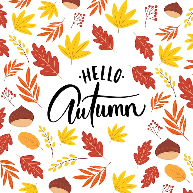 Free vector hello autumn - lettering