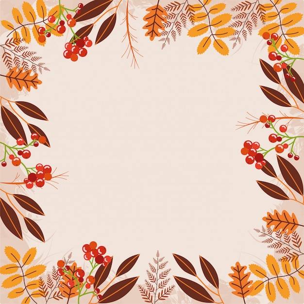 Free vector hello autumn season leaves frame