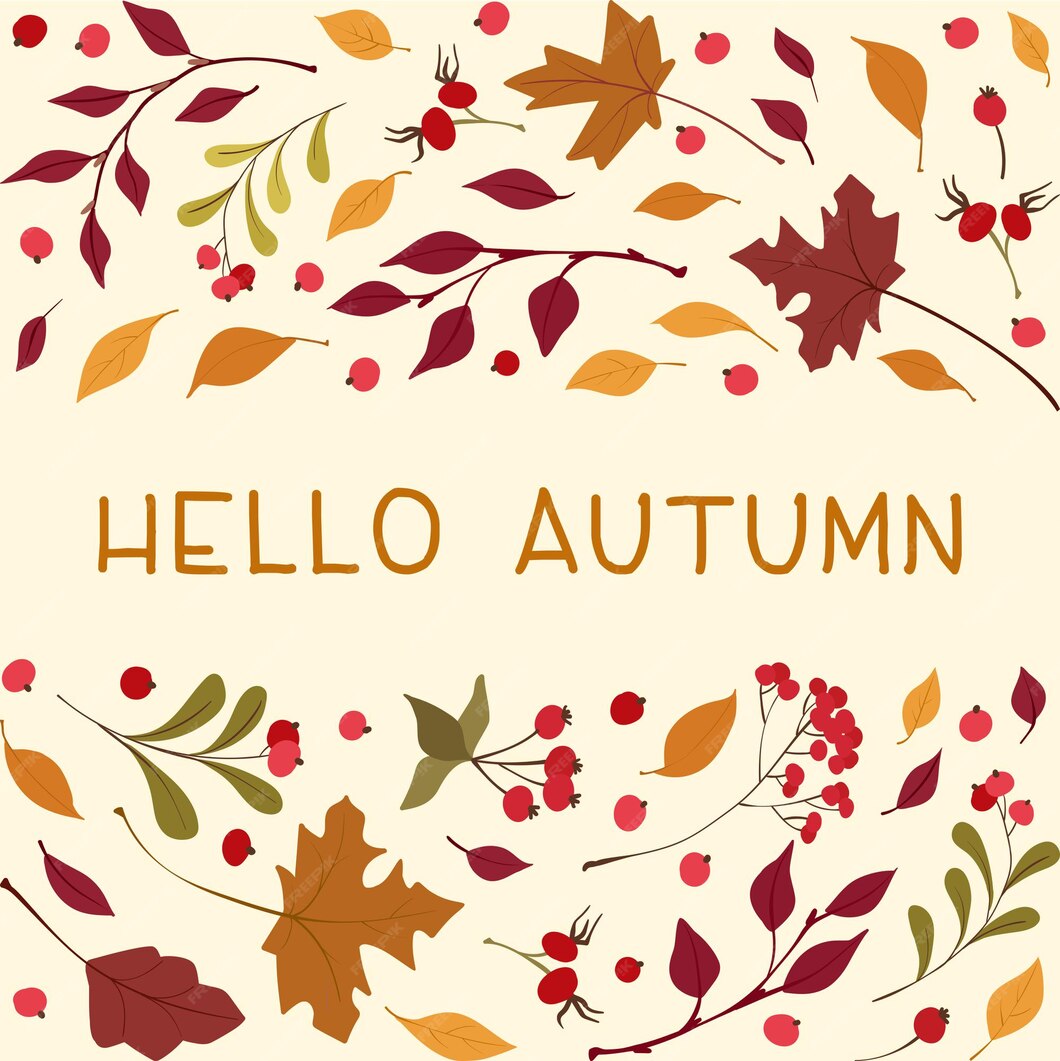 Free Vector | Hello autumn square frame with text fall wildflowers ...
