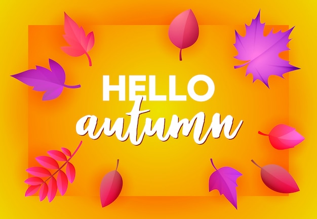 Hello autumn yellow greeting card