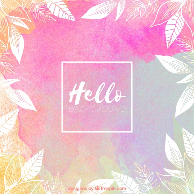 Free vector hello, background with watercolors