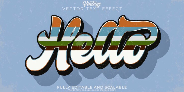 Free Vector hello editable text effect vintage retro text style