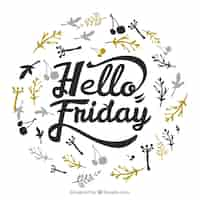 Бесплатное векторное изображение hello friday background с цветочным дизайном