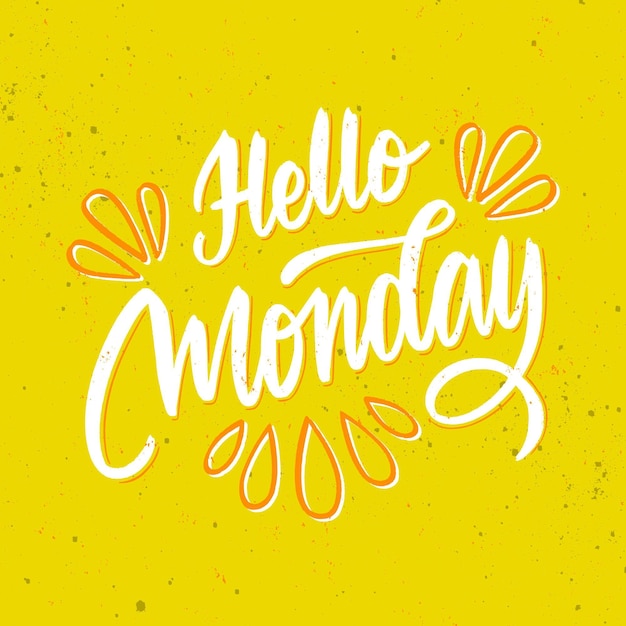 Free vector hello monday lettering on yellow background