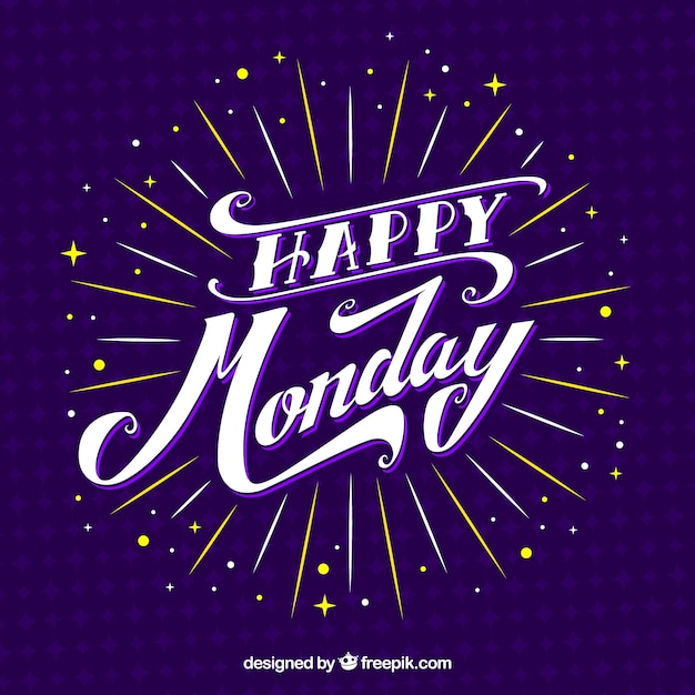 Free vector hello monday, purple background