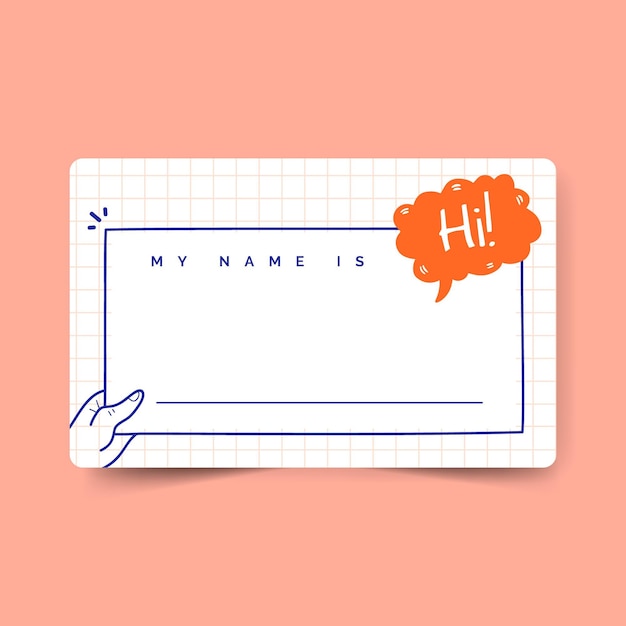 Free vector hello my name is label concept