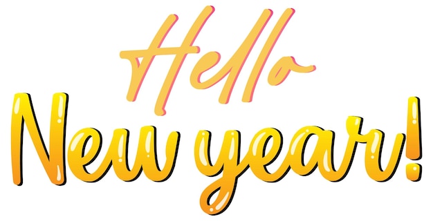Free vector hello new year poster design in yellow