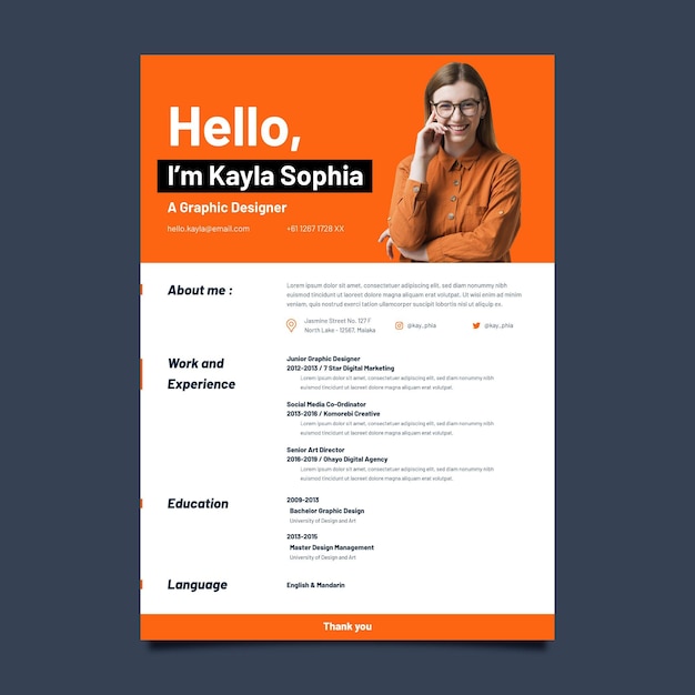 Free vector hello online cv poster print template