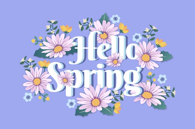 Free vector hello spring artistic lettering concept