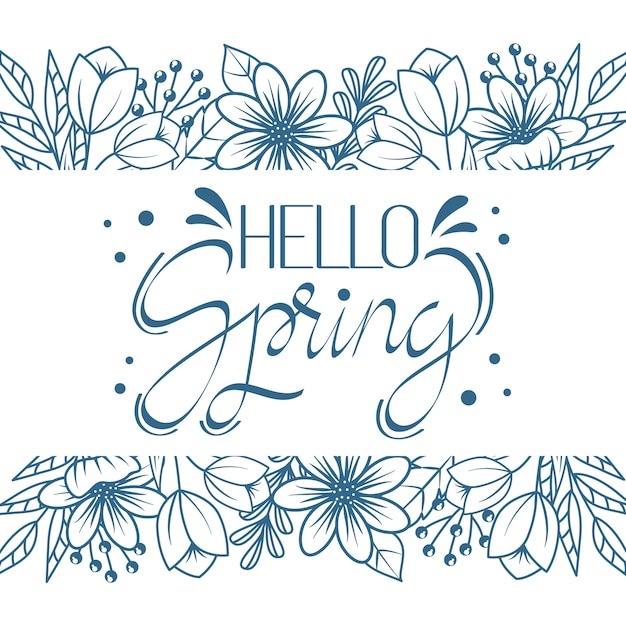 Free vector hello spring artistic lettering theme