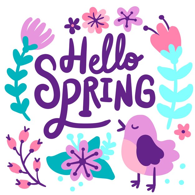 Hello spring background lettering