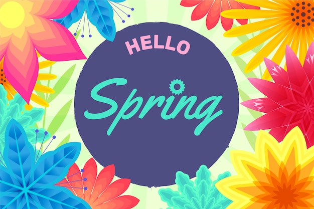 Free vector hello spring background with flowers