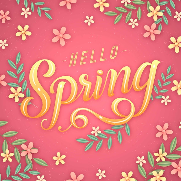 Free vector hello spring background with flowers