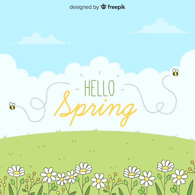 免费矢量hello spring背景