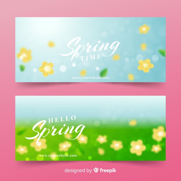 Free Vector hello spring banners