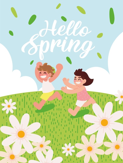 Free vector hello spring card