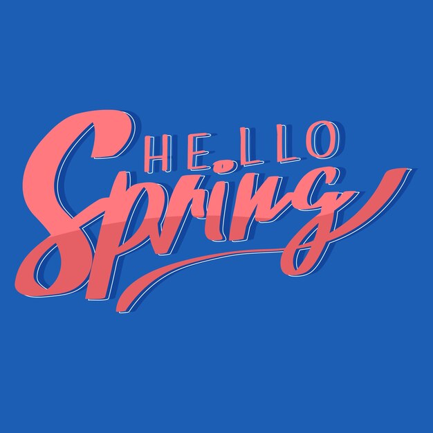 Hello spring colorful lettering theme