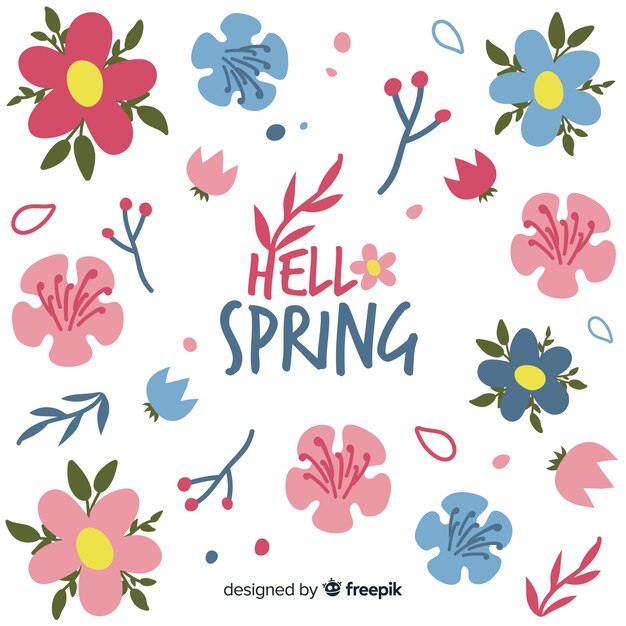 Hello spring floral background
