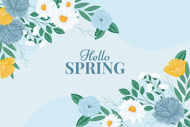 Hello spring floral background