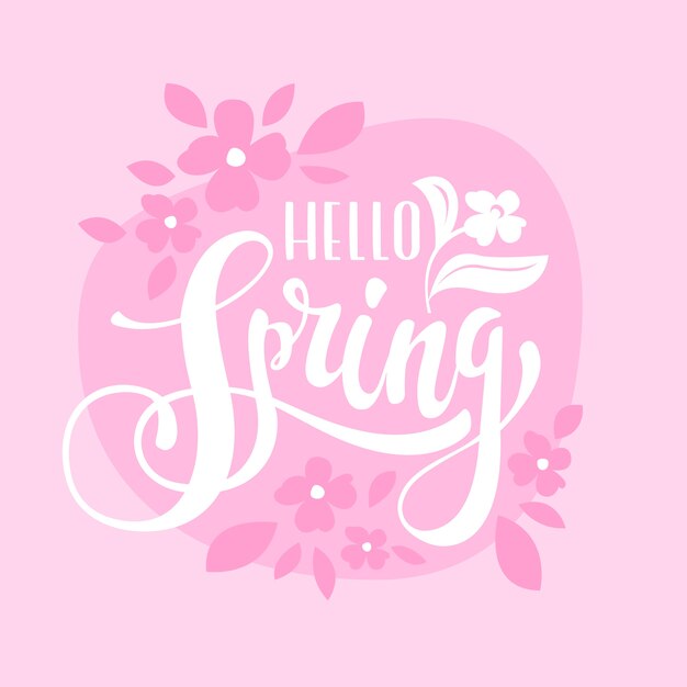 Hello spring lettering concept