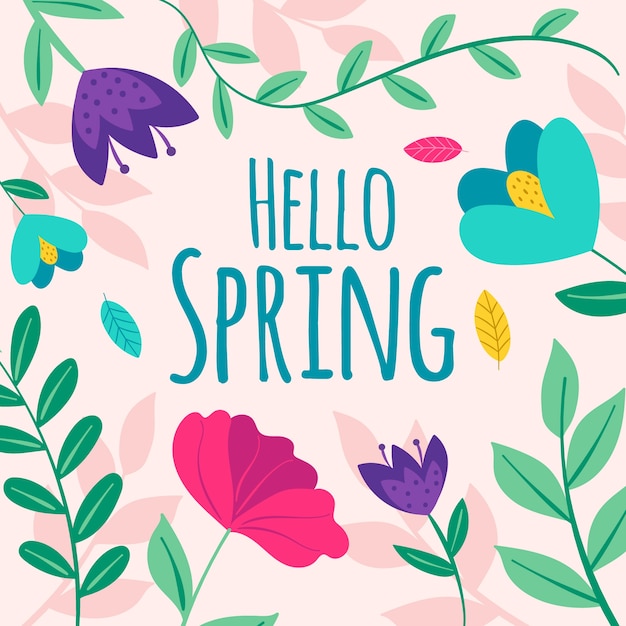 Hello spring lettering concept