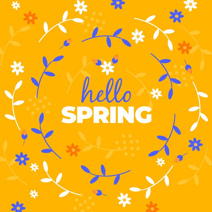 Free Vector hello spring lettering concept
