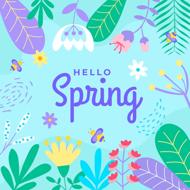 Free vector hello spring lettering concept