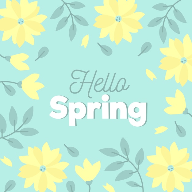 Hello spring lettering concept