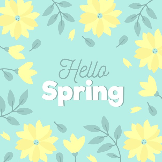 Hello spring lettering concept