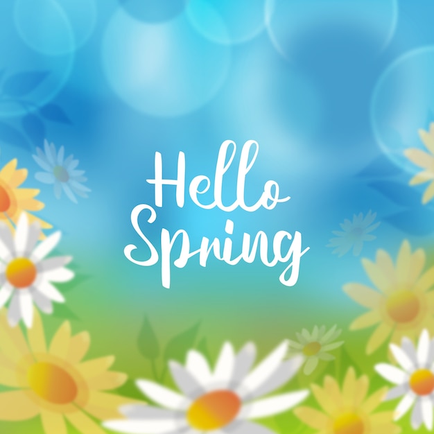 Free vector hello spring lettering concept