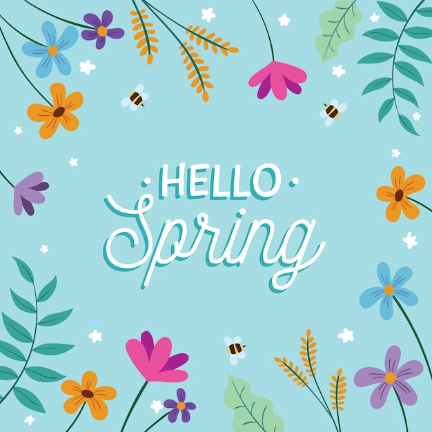 Hello spring lettering concept