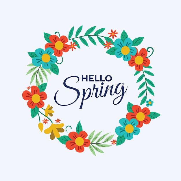 Free vector hello spring lettering design