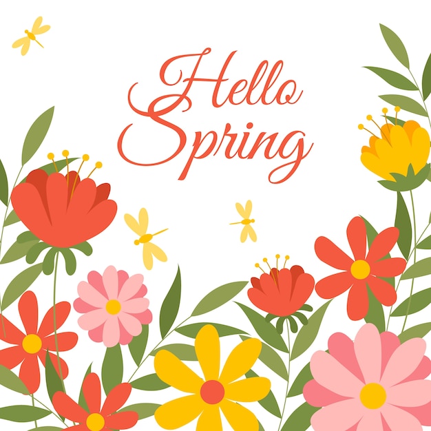 Hello spring lettering theme