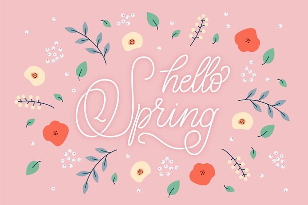 Hello spring lettering wallpaper
