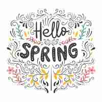 Free vector hello spring lettering with curvy lines