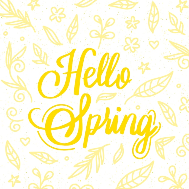 Free vector hello spring lettering with greeting