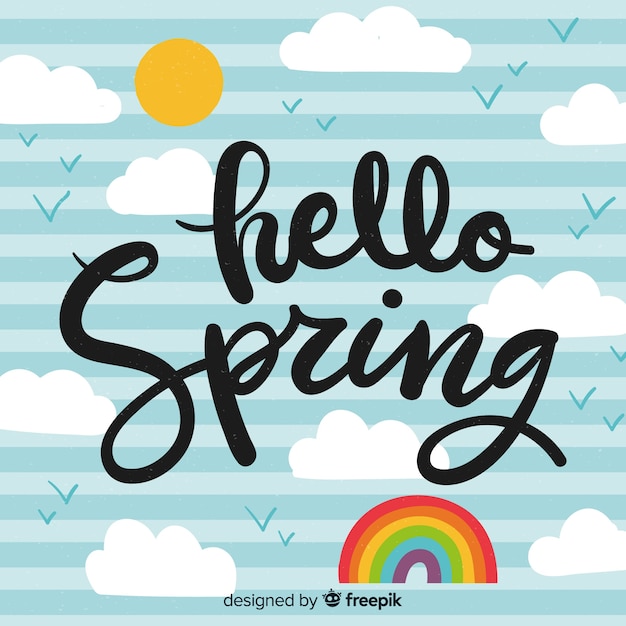 Free vector hello spring lettering