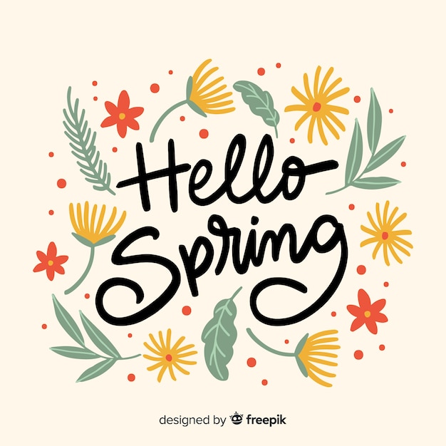 Hello spring lettering