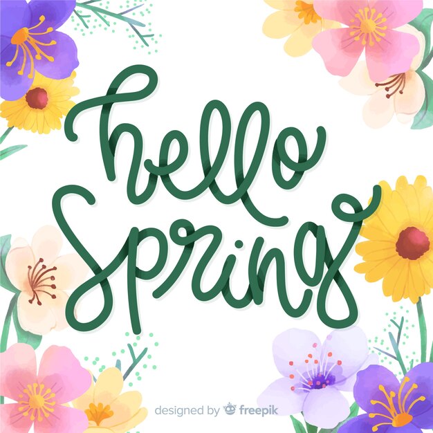 Hello spring lettering 