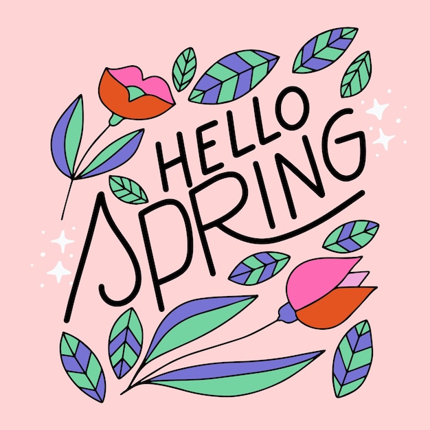 Hello spring lettering