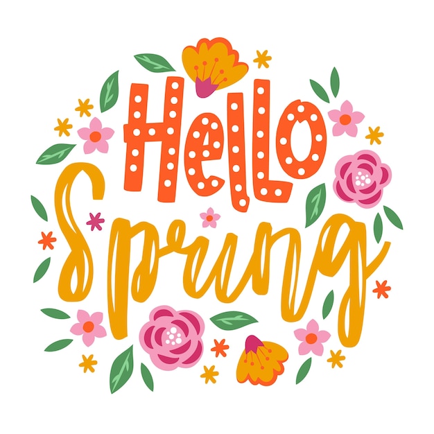 Hello spring lettering