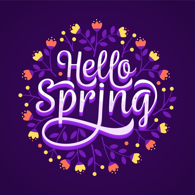 Hello spring lettering